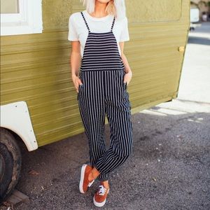 Striped Overall Jumpsuit